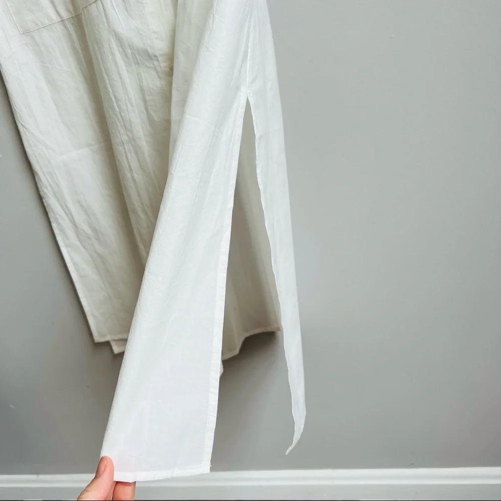 Eileen Fisher white longline mandarin collar cotton tunic - Picture 6 of 6